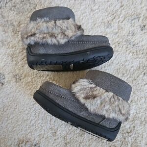 Gray Faux Fur Trim Boots Little Girls
